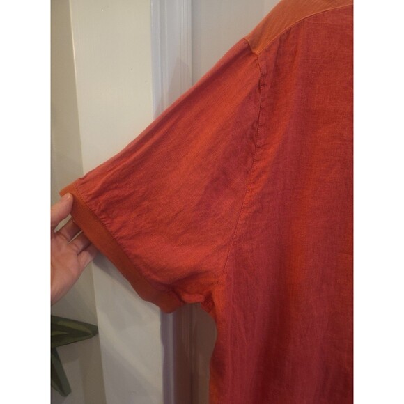 POU NOU Salmon Pink Linen & Flamé Cotton Pocketed Men's Polo Size XXL - Picture 6 of 6